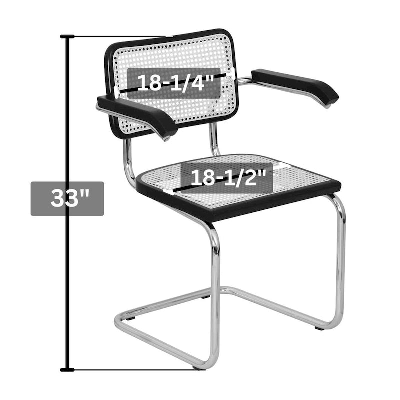 Marcel BreuerCane Cantilever Armchair Arm Chair w/ White Steel Frame (Various Wood & Cane Colors)