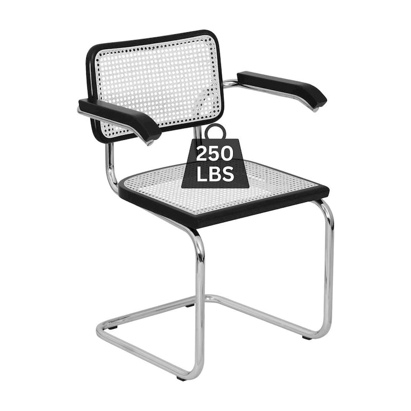 Marcel BreuerCane Cantilever Armchair Arm Chair w/ White Steel Frame (Various Wood & Cane Colors)