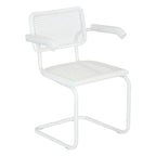 Marcel BreuerCane Cantilever Armchair Arm Chair w/ White Steel Frame (Various Wood & Cane Colors)