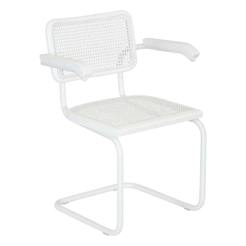 Marcel BreuerCane Cantilever Armchair Arm Chair w/ White Steel Frame (Various Wood & Cane Colors)
