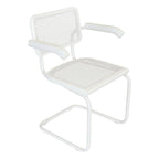 Marcel BreuerCane Cantilever Armchair Arm Chair w/ White Steel Frame (Various Wood & Cane Colors)