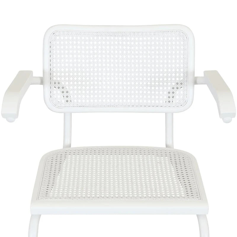 Marcel BreuerCane Cantilever Armchair Arm Chair w/ White Steel Frame (Various Wood & Cane Colors)