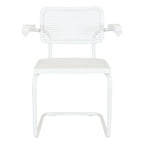 Marcel BreuerCane Cantilever Armchair Arm Chair w/ White Steel Frame (Various Wood & Cane Colors)