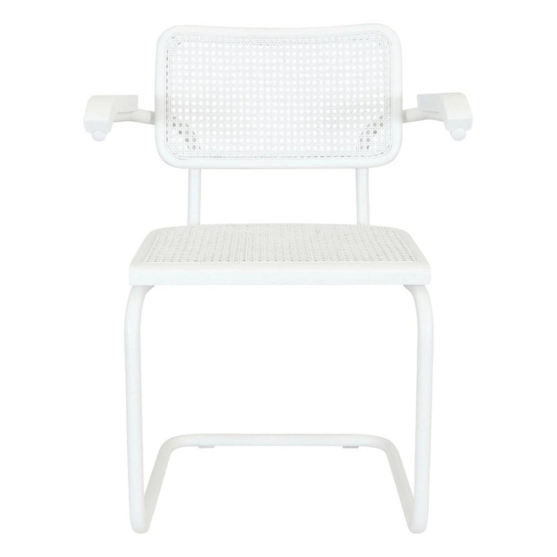 Marcel BreuerCane Cantilever Armchair Arm Chair w/ White Steel Frame (Various Wood & Cane Colors)