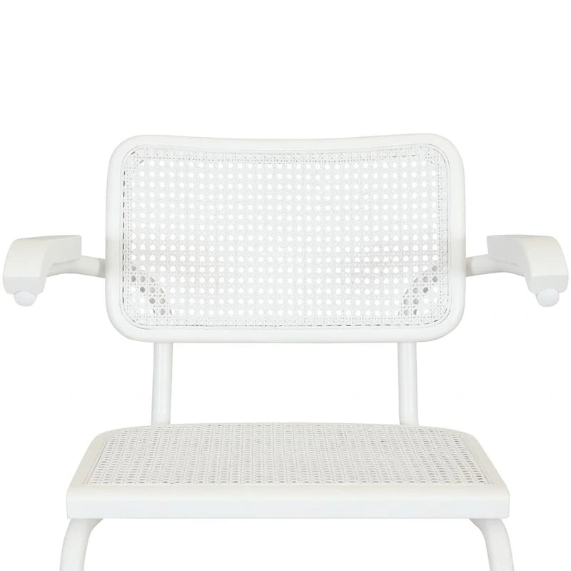 Marcel BreuerCane Cantilever Armchair Arm Chair w/ White Steel Frame (Various Wood & Cane Colors)