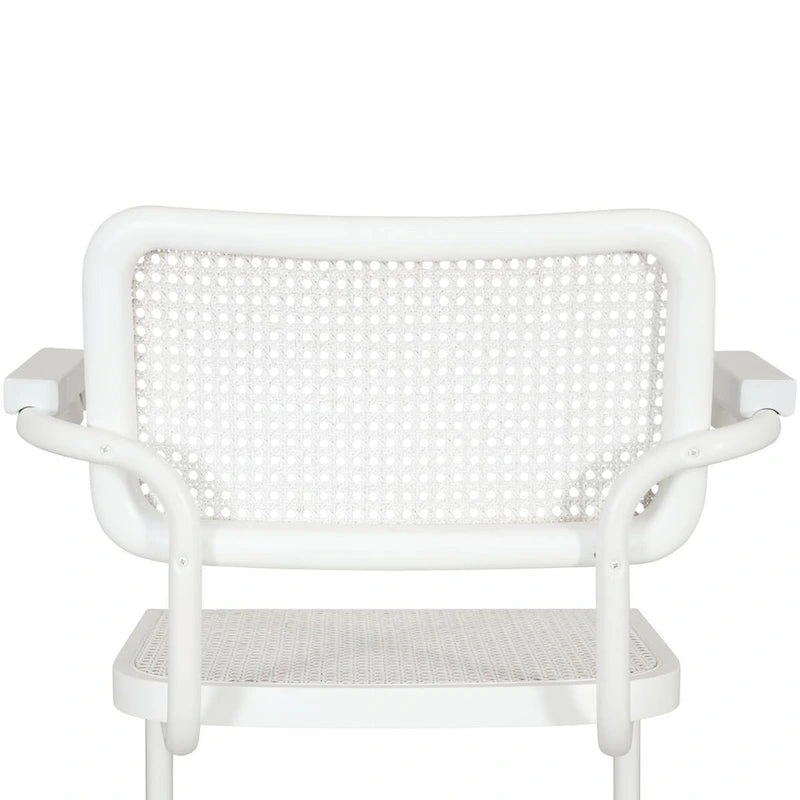 Marcel BreuerCane Cantilever Armchair Arm Chair w/ White Steel Frame (Various Wood & Cane Colors)