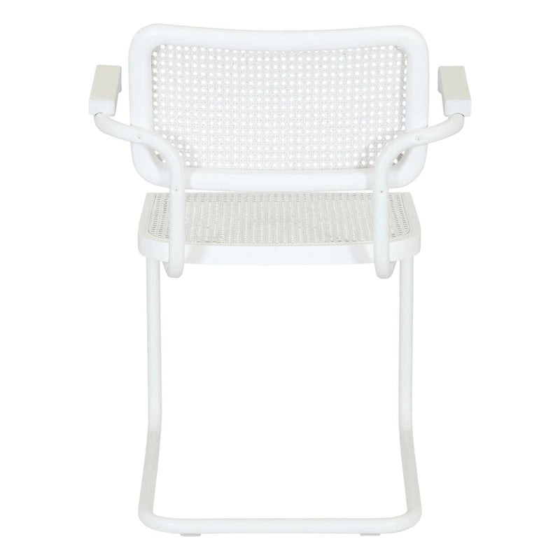 Marcel BreuerCane Cantilever Armchair Arm Chair w/ White Steel Frame (Various Wood & Cane Colors)