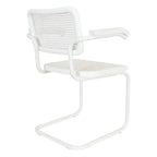 Marcel BreuerCane Cantilever Armchair Arm Chair w/ White Steel Frame (Various Wood & Cane Colors)