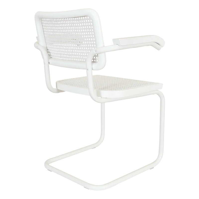 Marcel BreuerCane Cantilever Armchair Arm Chair w/ White Steel Frame (Various Wood & Cane Colors)