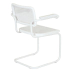 Marcel BreuerCane Cantilever Armchair Arm Chair w/ White Steel Frame (Various Wood & Cane Colors)