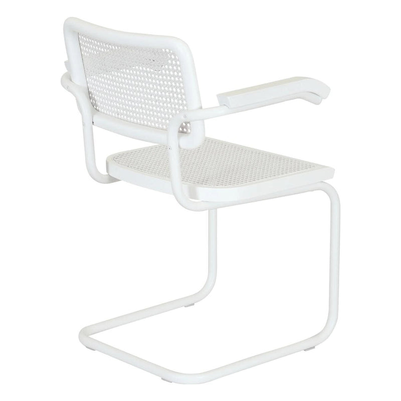 Marcel BreuerCane Cantilever Armchair Arm Chair w/ White Steel Frame (Various Wood & Cane Colors)