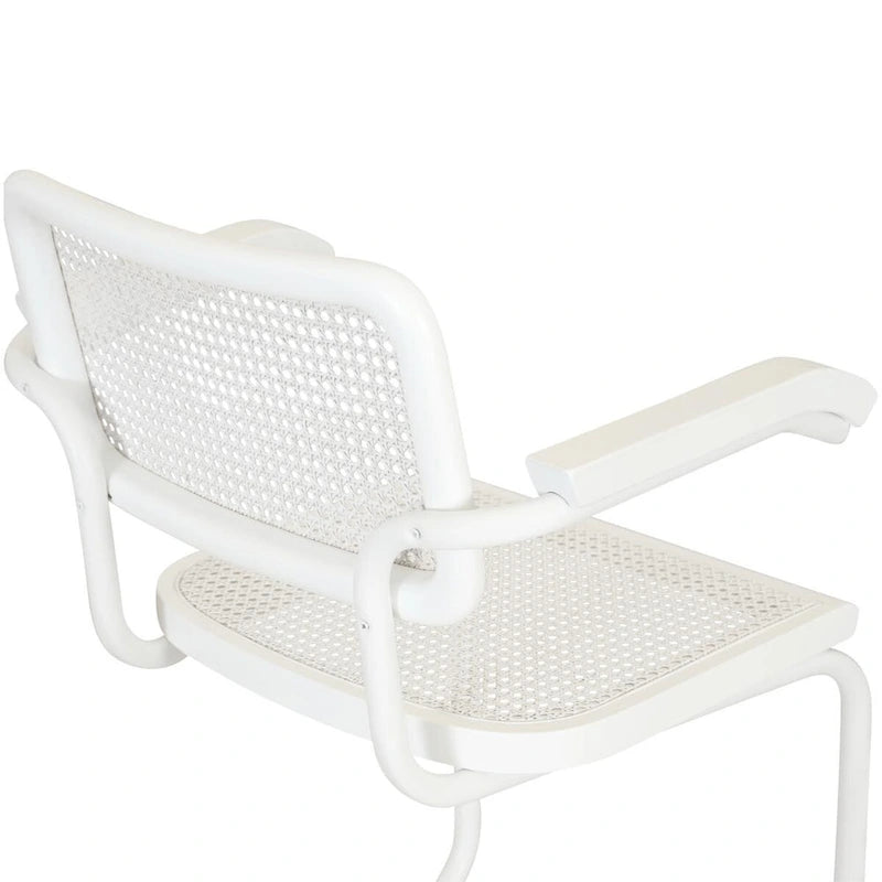 Marcel BreuerCane Cantilever Armchair Arm Chair w/ White Steel Frame (Various Wood & Cane Colors)