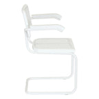 Marcel BreuerCane Cantilever Armchair Arm Chair w/ White Steel Frame (Various Wood & Cane Colors)