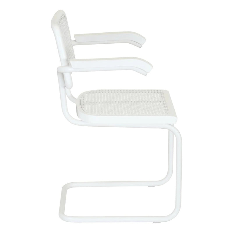 Marcel BreuerCane Cantilever Armchair Arm Chair w/ White Steel Frame (Various Wood & Cane Colors)
