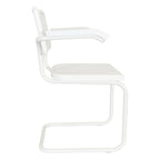 Marcel BreuerCane Cantilever Armchair Arm Chair w/ White Steel Frame (Various Wood & Cane Colors)