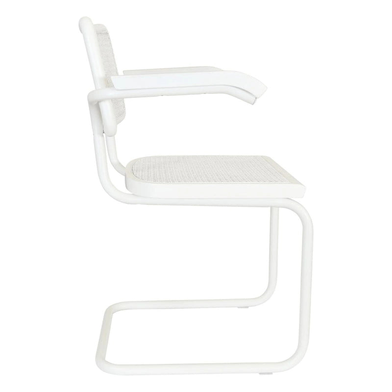 Marcel BreuerCane Cantilever Armchair Arm Chair w/ White Steel Frame (Various Wood & Cane Colors)