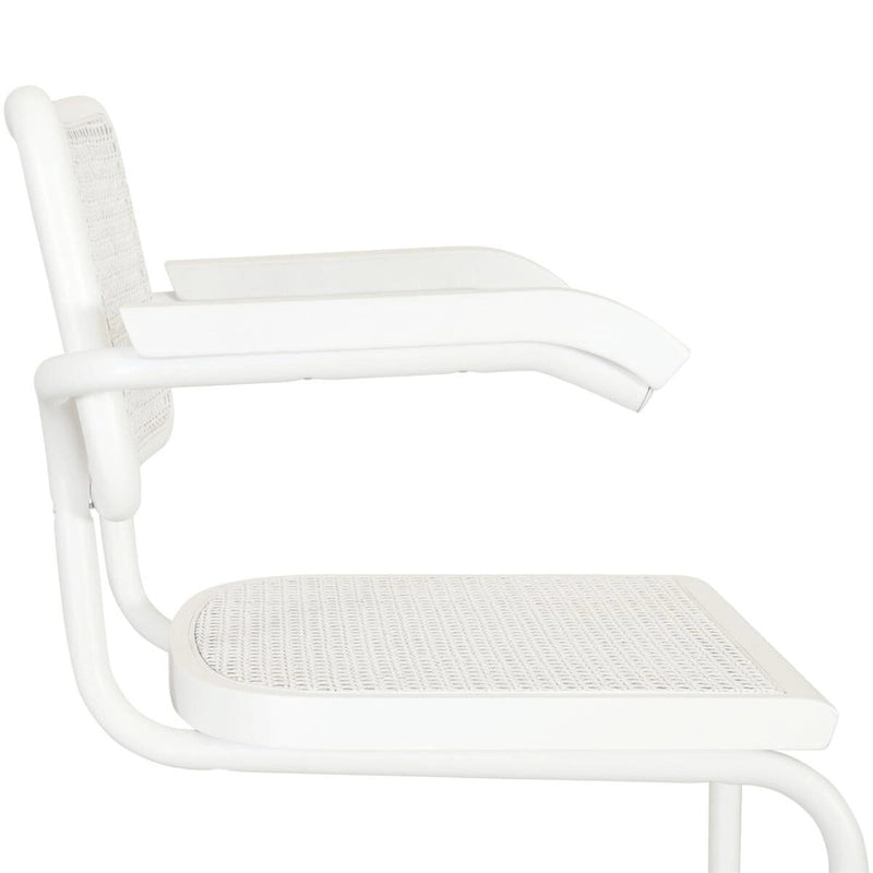 Marcel BreuerCane Cantilever Armchair Arm Chair w/ White Steel Frame (Various Wood & Cane Colors)