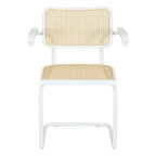 Marcel BreuerCane Cantilever Armchair Arm Chair w/ White Steel Frame (Various Wood & Cane Colors)