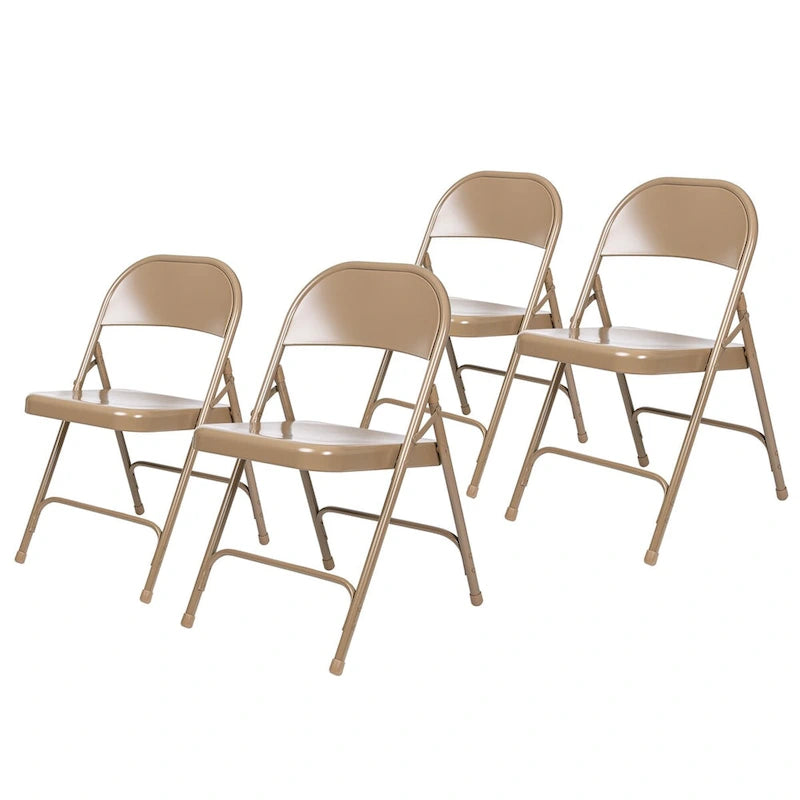 Hampden Furnishings Bernadine Collection Metal Round-Backed Folding Chair, Pack of 4