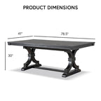 Farmhouse 5-Piece Black Wooden Dining Set