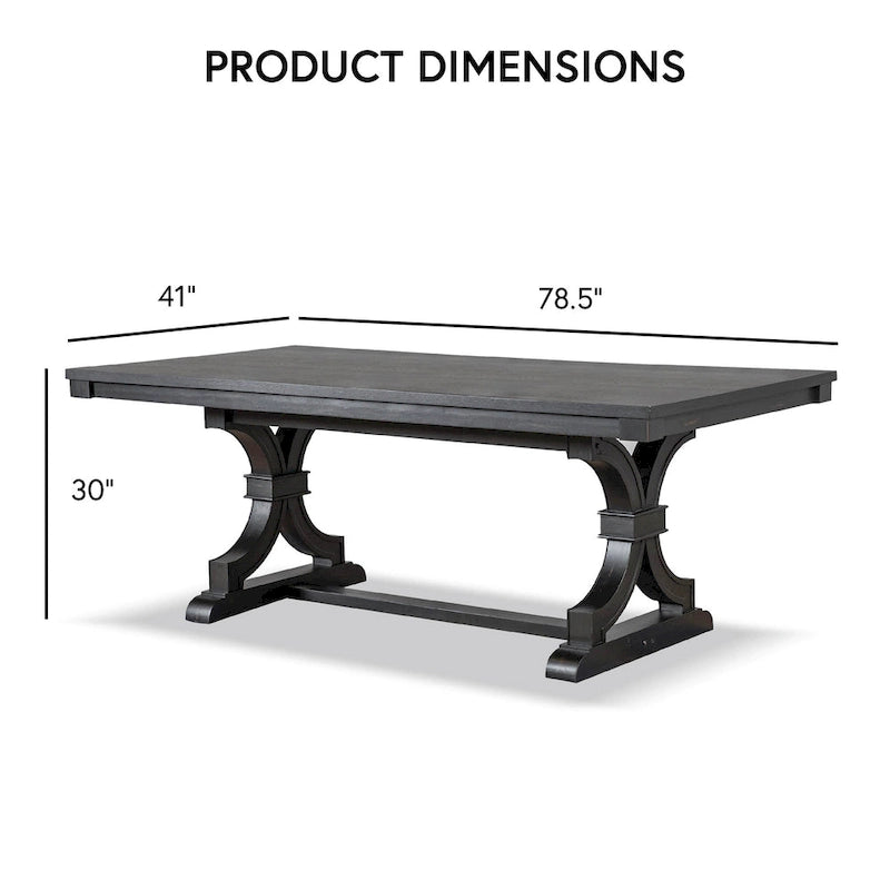 Farmhouse 5-Piece Black Wooden Dining Set